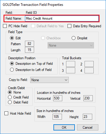 Transaction Field Properties