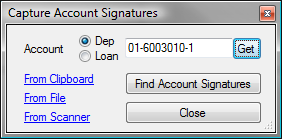 Capture account signatures