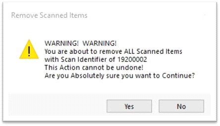 Remove Scanned Items Warning Remove Scanned Items Warning