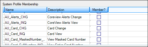 CIM GOLD Security Setup Screen, System Profile Tab CIM GOLD Security Setup Screen, System Profile Tab