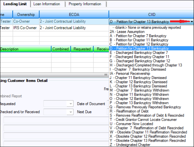 Loans > Account Information > Names and Addresses Screen, Lending Limit Tab