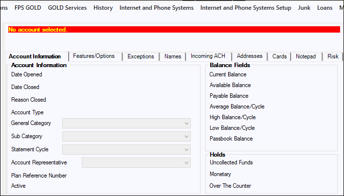 Account status bar