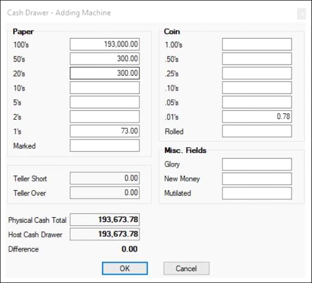 Cash Drawer - Adding Machine at Final Logoff