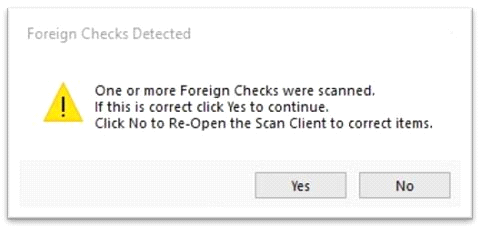 Foreign Checks Detected Dialog