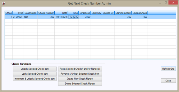 CIM GOLDTeller > Functions > Administrator Options > MICR Next Check Number