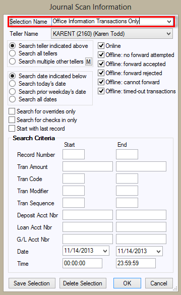 Journal Scan Information