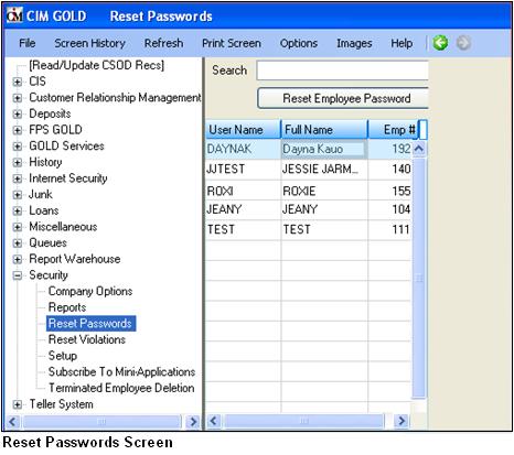 Reset Passwords