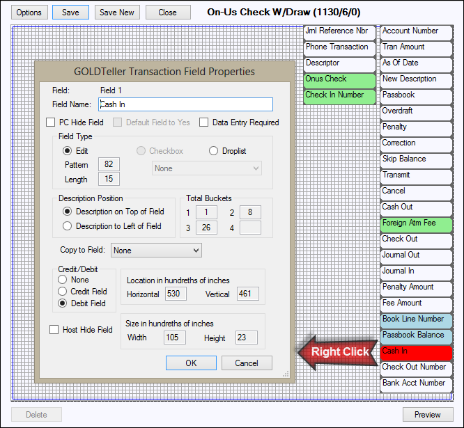 Transaction Field Properties