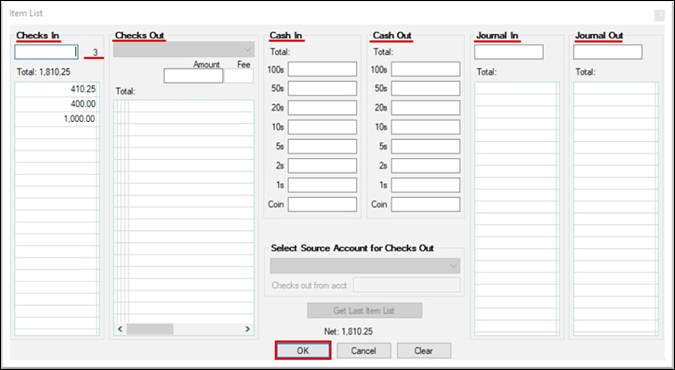 CIM GOLDTeller > Item List (F11)