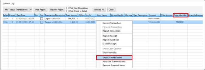 CIM GOLDTeller > Functions > Journal Forwarding (Ctrl + J)