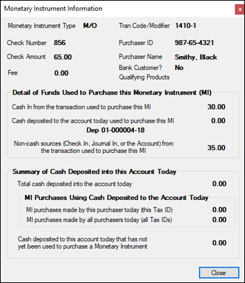 Monetary Instruments Sample Picture How to... > Monetary Instrument Reporting > MIR in GOLDTeller