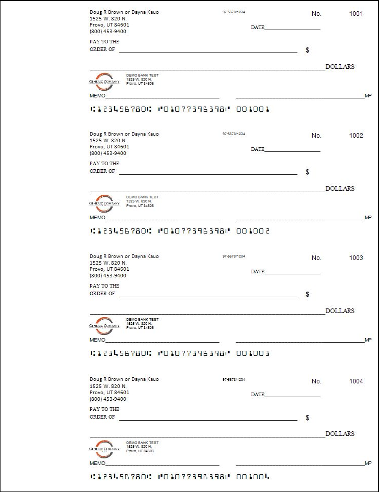 Printed Counter Checks