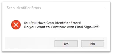 Final Sign-Off Teller Capture Scan Identifier Compare Error