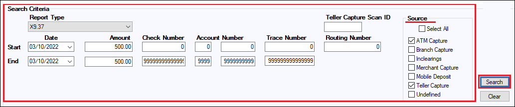 CIM GOLD > Miscellaneous > X937 Research Screen, With Search Criteria