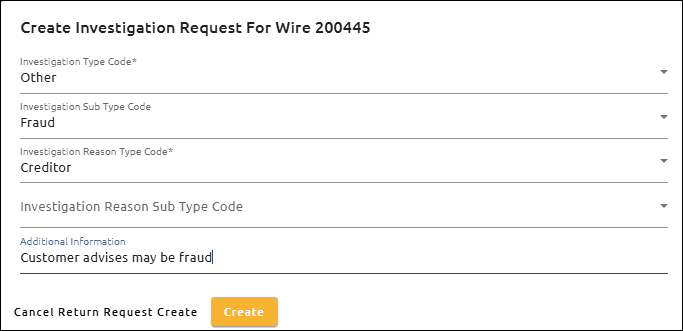 CreateInvestigationRequestForWire