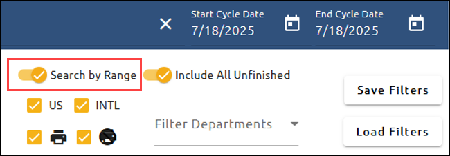 Enter two dates if you select Search by Range.