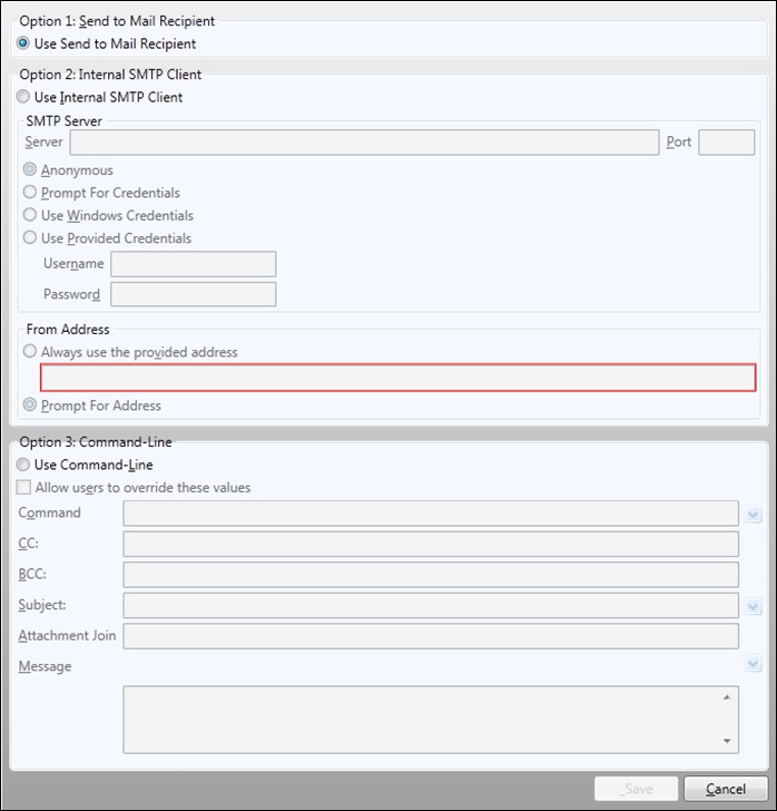 email settings screen