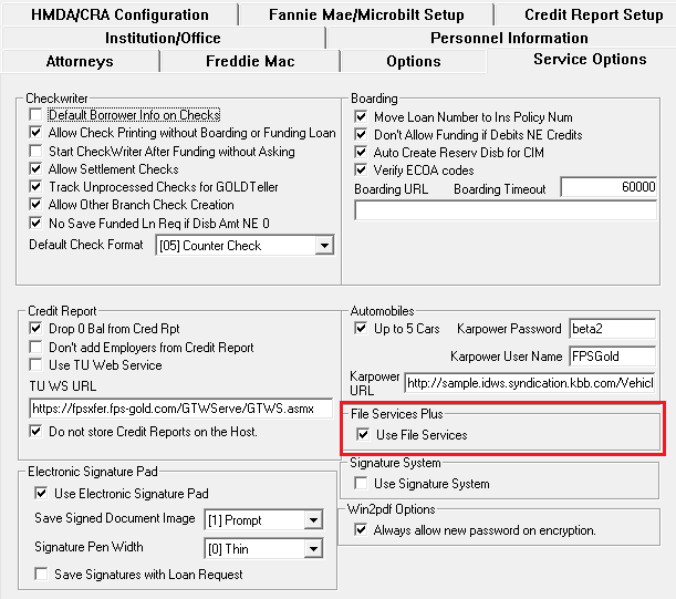 GTPC_Setup Options tab