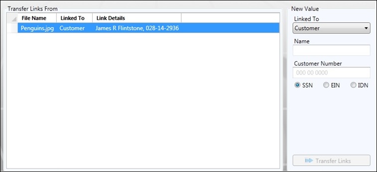 transfer links screen