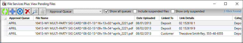 view pending files screen