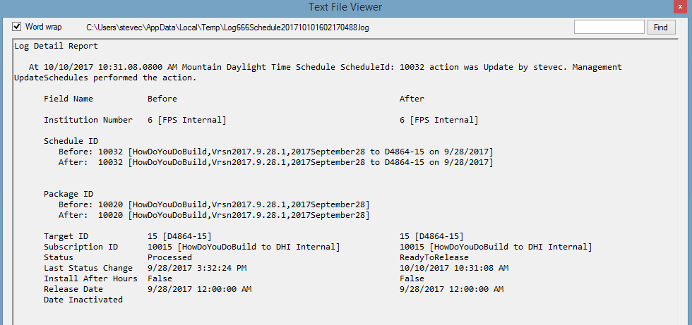 All Fields Maintenance Report