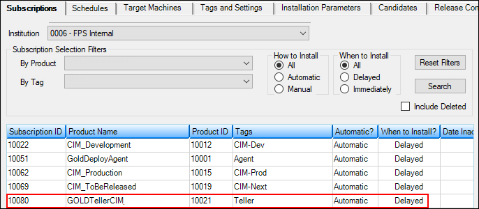 Other Applications > GOLD Deploy Management Screen