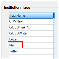 Create a tag called "Main." Create a tag called "Main."