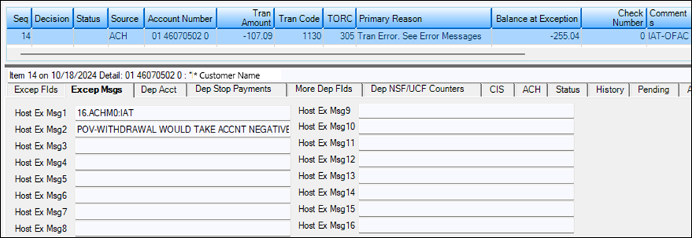 Example of an IAT Validated Item with Other Exception Condition(s)