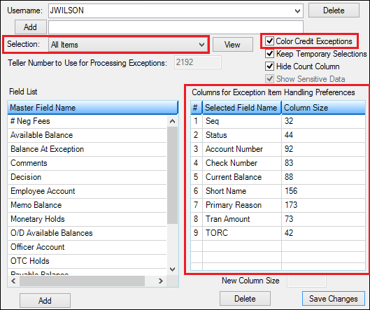 GOLD Services > Gold Exception Manager > Administrative > Setup > Users Screen