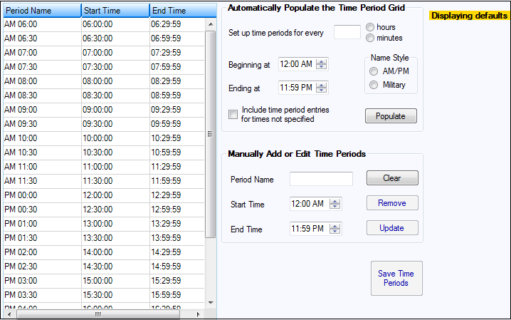 Time Period Parameters