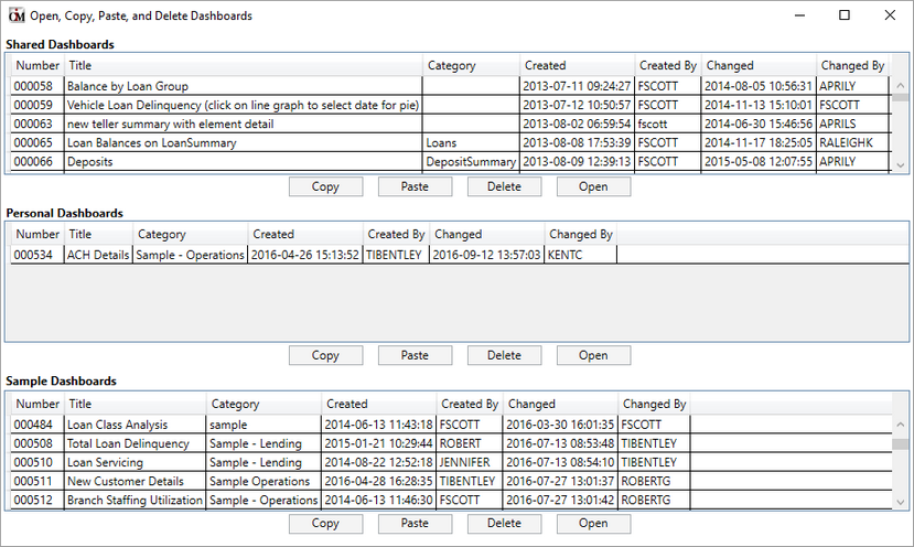 Open Dashboard Dialog